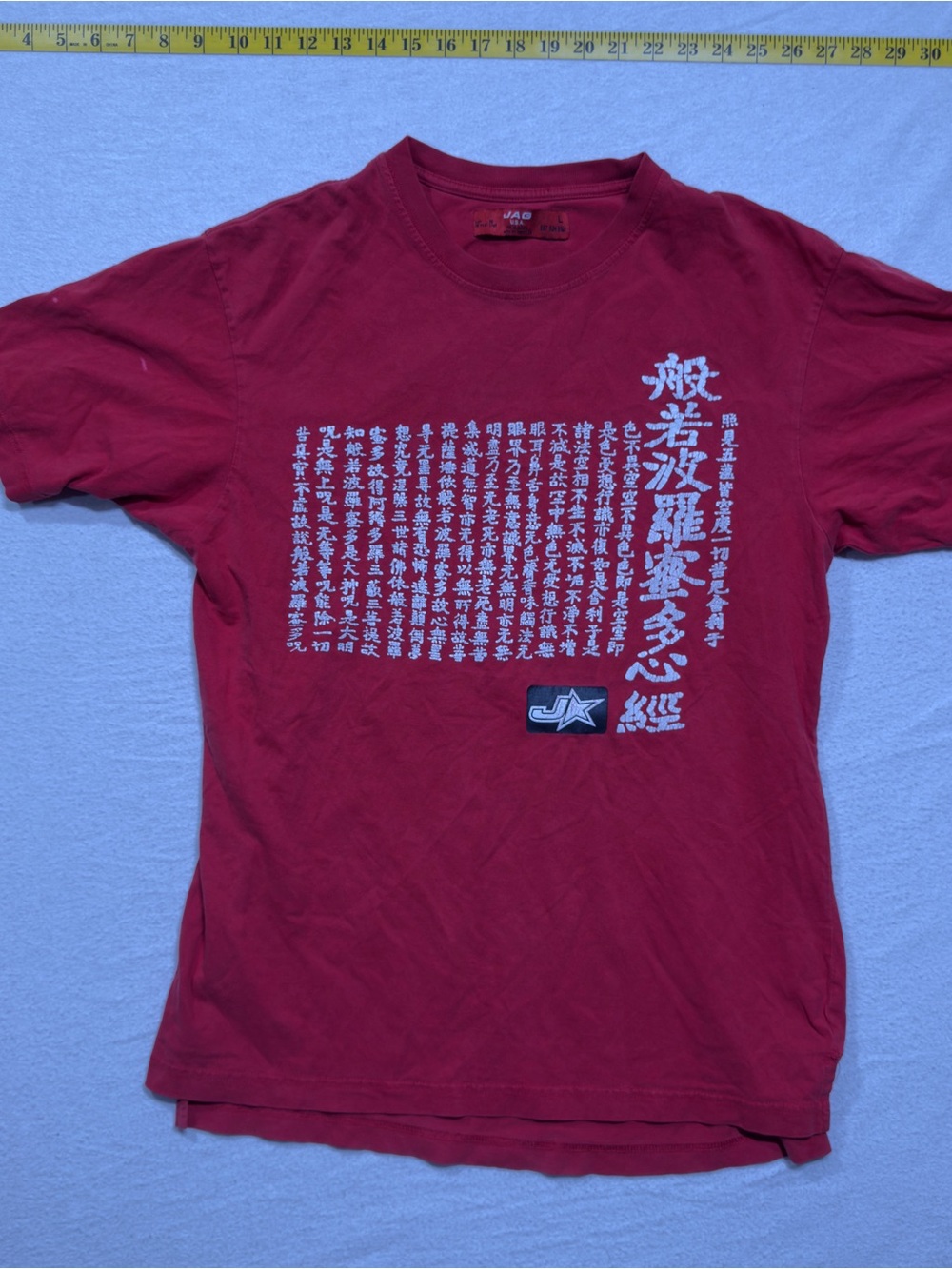 Jag Jeans Red Short-Sleeve Tee with White Asian Character Print